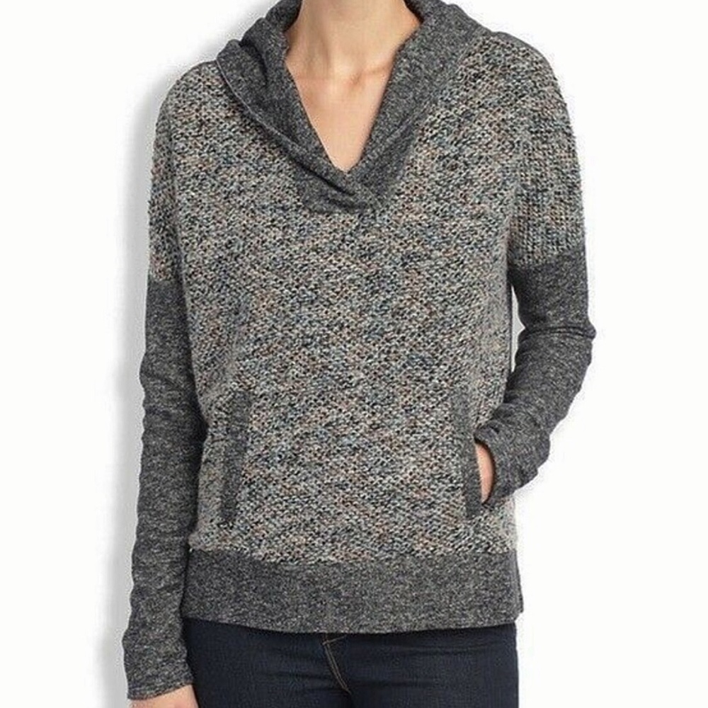 Lucky Brand XL Metallic Knit Hooded Sweater